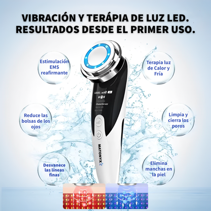 Masajeador Facial con frio y calor Antiarrugas + 3 Mascarillas de Colágeno GRATIS