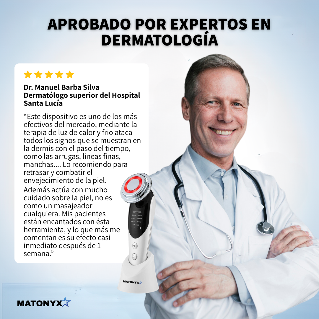 Masajeador Facial con frio y calor Antiarrugas + 3 Mascarillas de Colágeno GRATIS